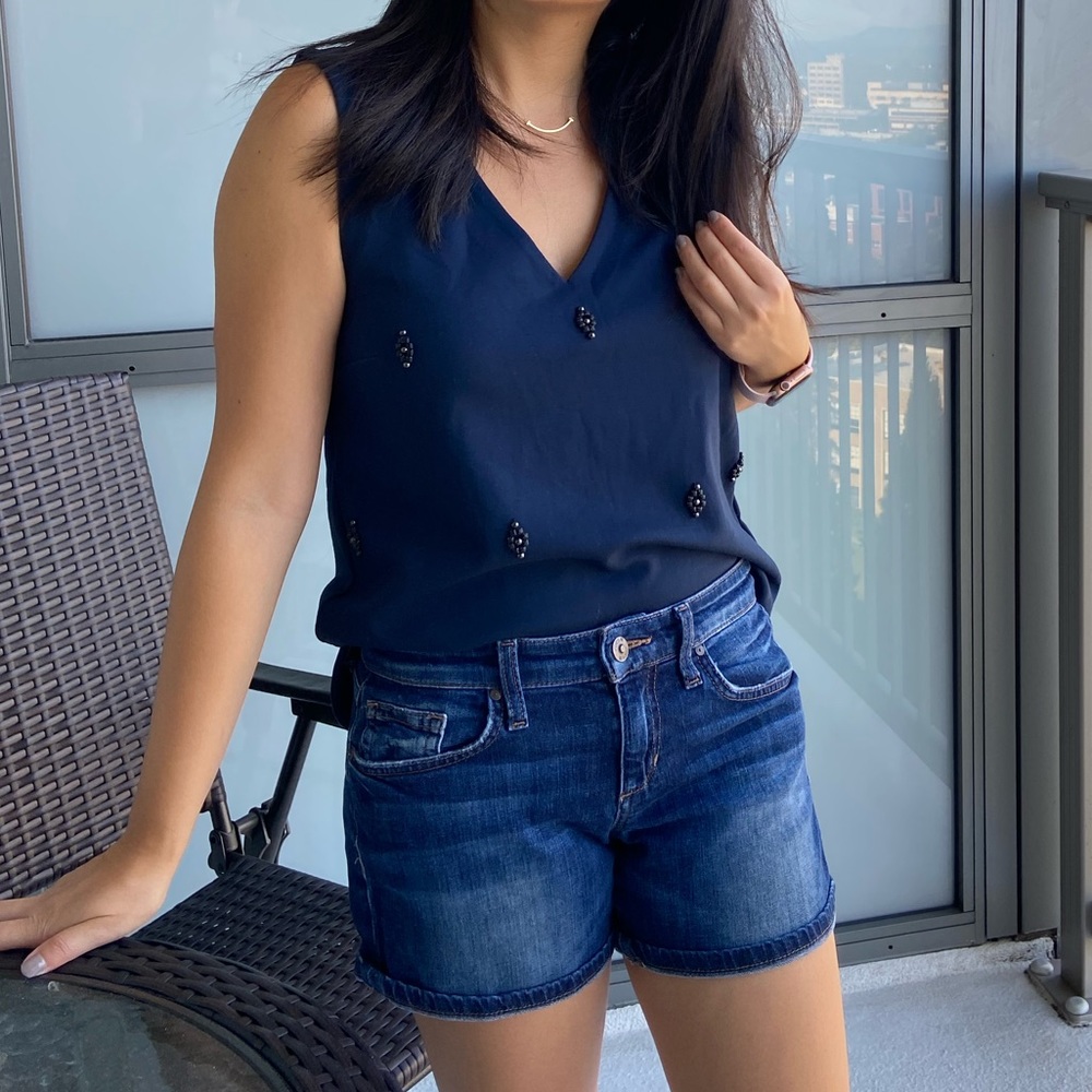 Madewell Ponte Nightshine Beaded Top